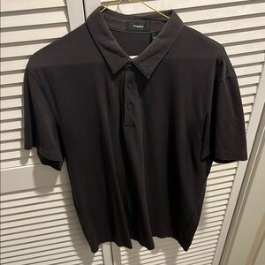 Theory Brown Polo Shirt Classic Short Sleeve 100% Pima Cotton